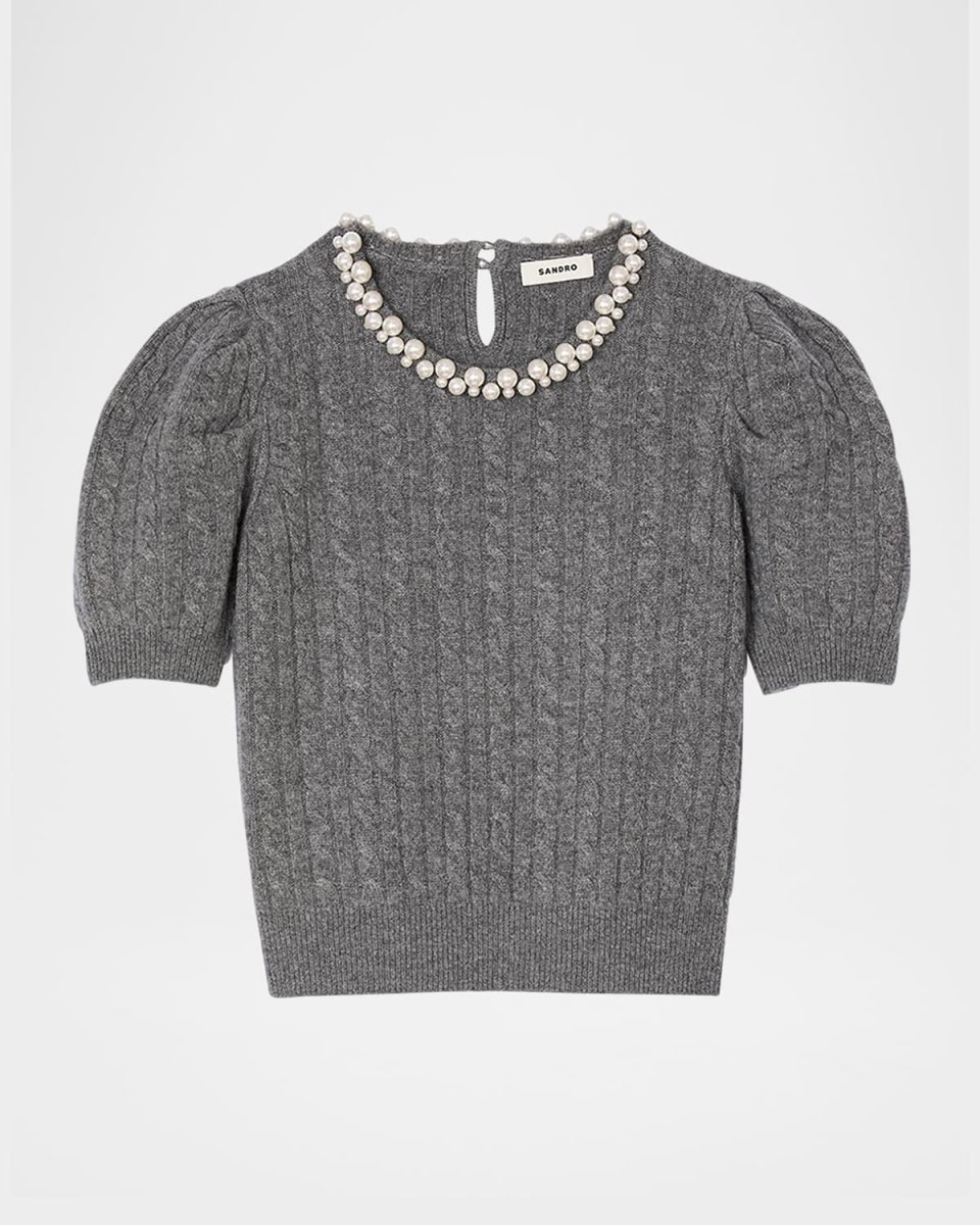 Madie Embellished Cable-Knit Sweater
